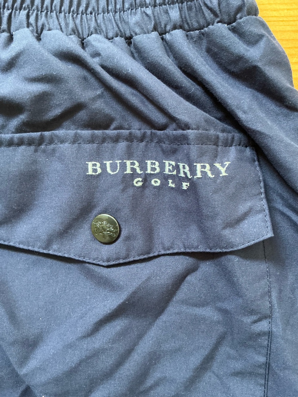 Burberry Golf Vintage Windbreaker Pants Navy Blue Parachute Baggy Y2K SZ M